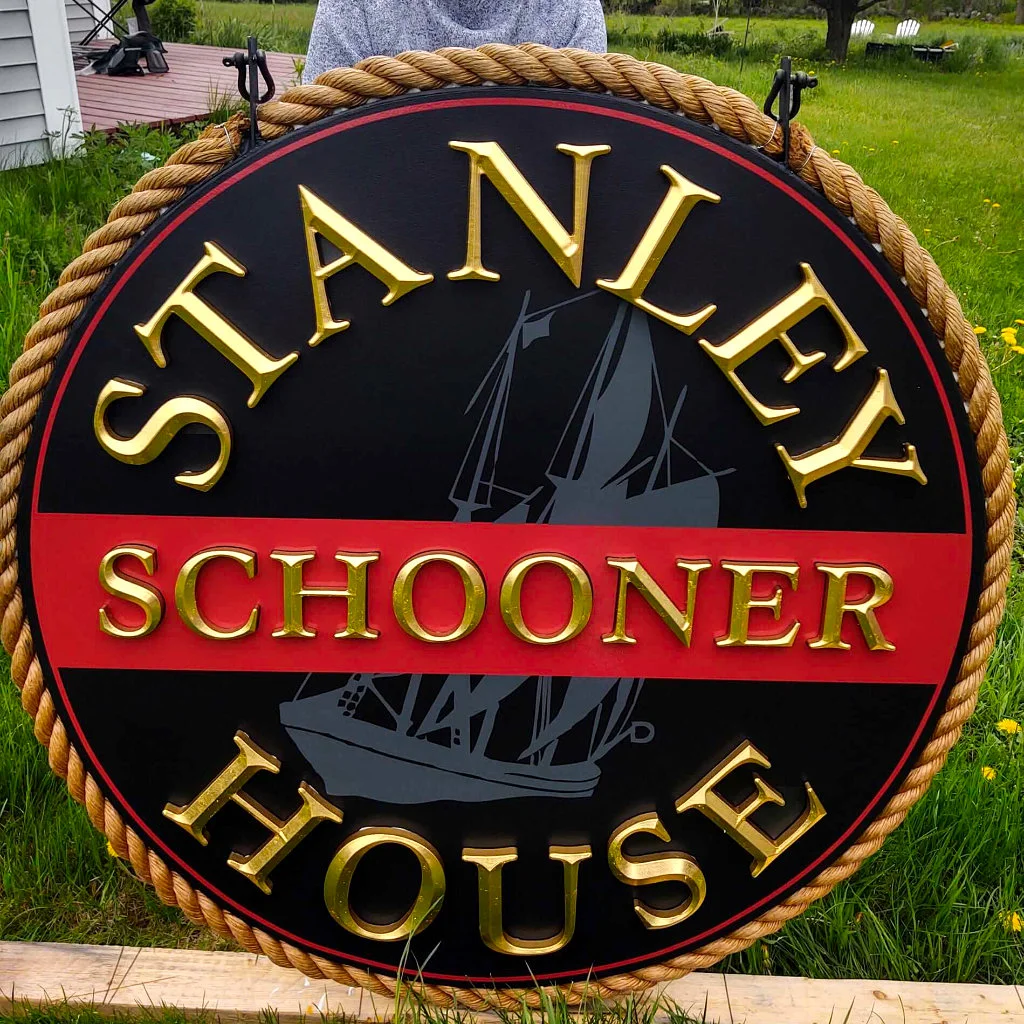 stanley schooner house milbridge, me- carved wood & dimensional sign
