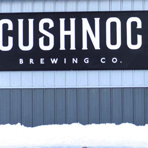 Cushnoc Brewing Annex wood and metal sign, Augusta, ME