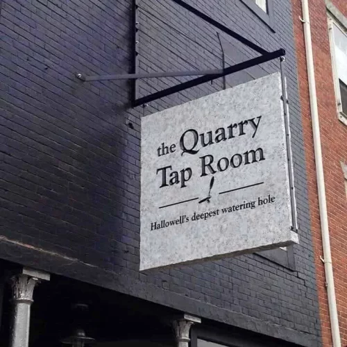 The Quarry Tap Room, Hallowell, ME carved wood sign